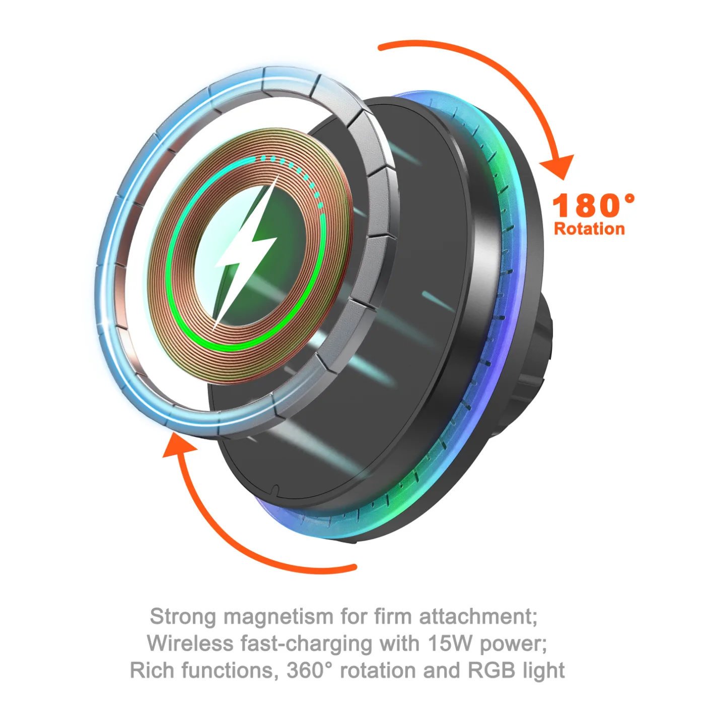 TA0447 TA0447 Airvent Magnetic wireless charger 15W Type-C ABS-black
