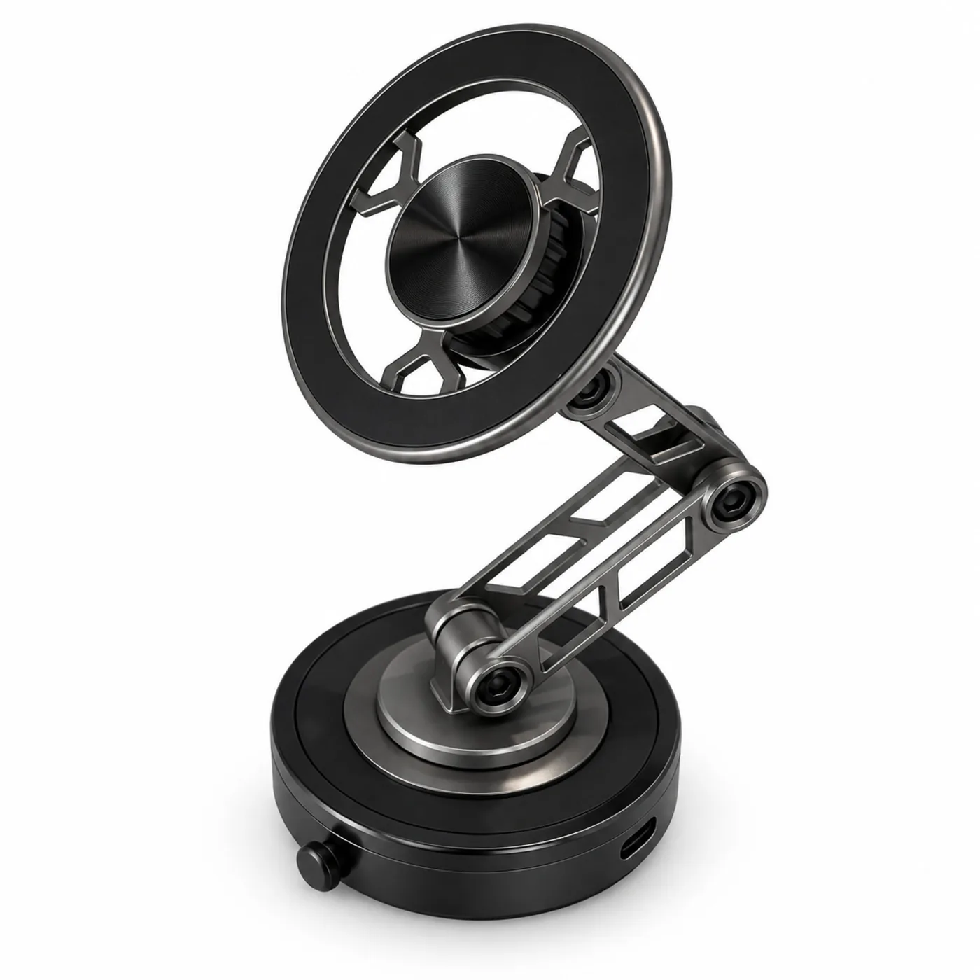 HD-1097 Automatical Vacuum Suction Magnetic Car Phone Holder Orbit Arm N52 4000GS Zinc Alloy + PC