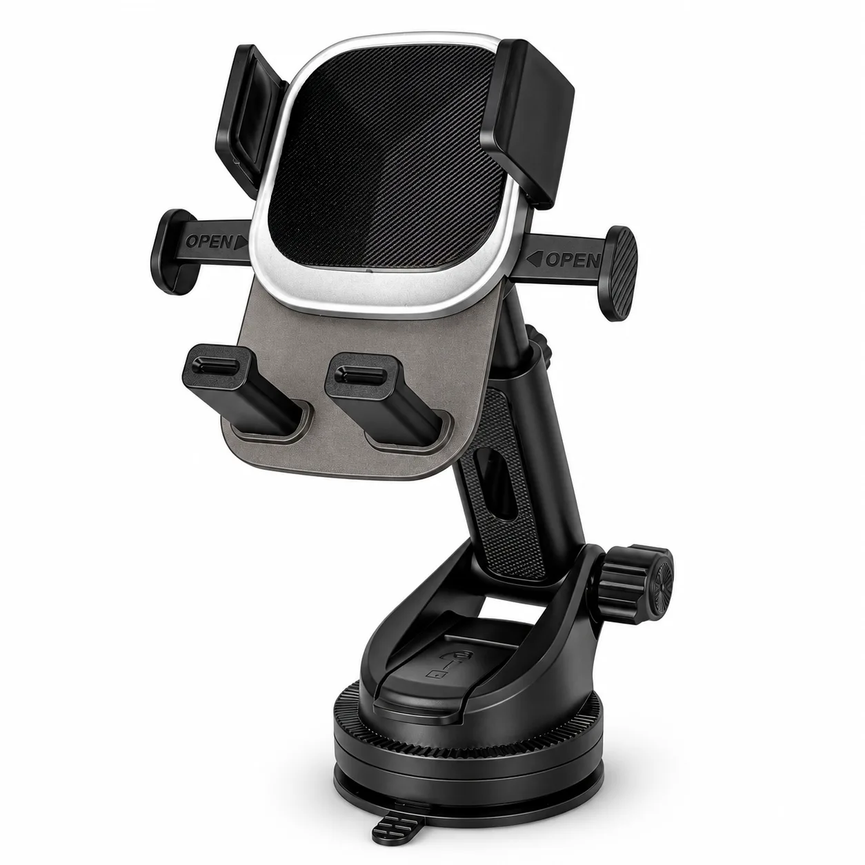 STG-30 STG-30Textured Dashboard Automatical Button Holder Tri Facet，Transparent Series for 4-7", ABS & PC